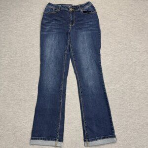 Maurices Womens Blue Denim Curvy Jeans Rolled Cuffs Mid Rise Size 5/6 Reg